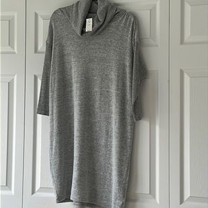 Cowlneck 3/4 Sleeve Heather  Grey Sweater Dress